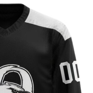 Men Black White Sublimated <b>Ice</b> Hockey Printable Polyester V Neck Jersey Long Sleeve Athletic Team Wear Performance Clothing - Product Image 4