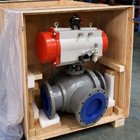 Vanne à boisseau sphérique à trois voies à bride avec actionneur pneumatique pour les systèmes de distribution d'eau et les conduites de process