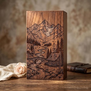 Personalized Eco-Friendly Durable Wooden Mountain Urn Rustic Nature Cremation <b>Memorial</b> <b>Box</b> for Outdoor Lovers - Product Image 6
