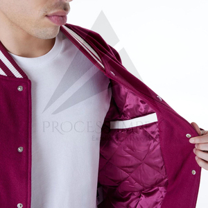 Veste universitaire pour homme, couleur marron et blanc, col rabattu, boutons sur le devant, polyester et coton, vêtement d'automne - Product Image 5