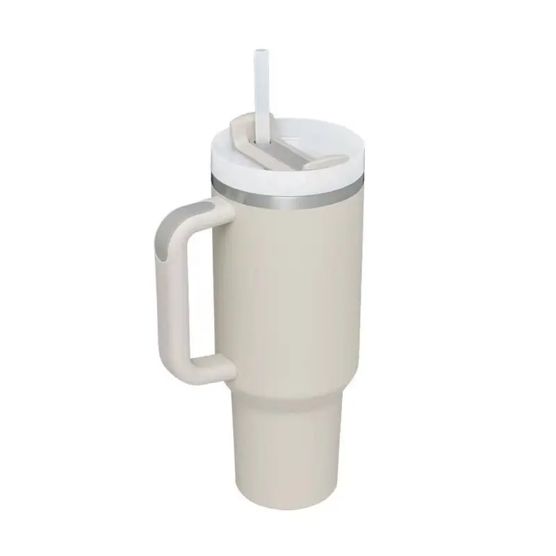 Vaso de acero inoxidable con aislamiento al vacío, 40oz, con tapa y pajita, para agua, té helado o café, de acero inoxidable, al aire libre