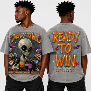 T-shirt surdimensionné pour homme Ready To Win, manches courtes, imprimé motif extraterrestre, col rond, style streetwear, jersey en coton - Product Image 6