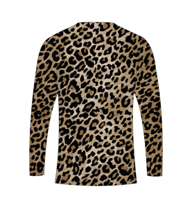 Men Brown Leopard Print Long Sleeve Athletic Shirt Running Top Compression Gym Workout Training Tee Tactical <b>Animal</b> <b>Pattern</b> - Product Image 6