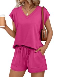 Conjunto de verano de dos piezas para mujer, estilo top deportivo de uso diario, diseño de cintura alta elástica. - Product Image 5