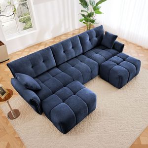 Elegante Set Divano a 3 Posti con Pouf e Cuscini Decorativi, Struttura Robusta in Legno Massello, Tessuto Chenille per Soggiorno - Product Image 2
