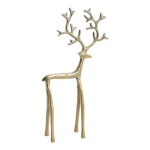 Escultura de Ciervo de Metal Fundido Artesanal al por Mayor, Acabado de Latón Vintage, Estatua de Ciervo de Pie, Decoración Minimalista para el Hogar, Adorno Interior - Product Image 1