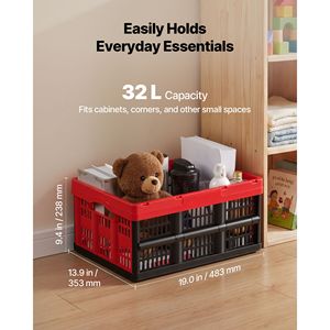 32L Plastic Collapsible Storage Bins 3-Pack Stackable Folding Storage <b>Crates</b> with Handles Holds 26 Lbs Per Bin Foldable He - Product Image 3