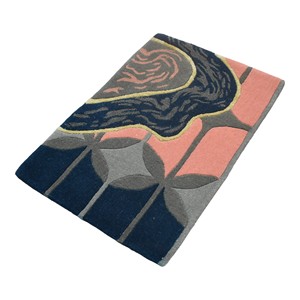 Alfombra Moderna de Lana Anudada a Mano con Diseño Abstracto de Paisaje, Motivo Floral Contemporáneo de Río Fluyente, Pelo Bajo, 2x3 pies - Product Image 4