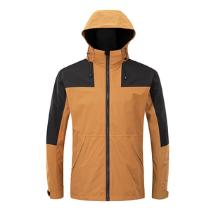เสื้อแจ็คเก็ตผู้ชายแบบมีฮู้ด ผ้า softshell กันน้ำ ซิปปิด สีตัดต่อ เหมาะสำหรับกิจกรรมกลางแจ้ง เดินป่า กันลม ทรงปกติ สีน้ำตาลดำ - Product Image 5