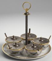 Ensemble de vases de table en bronze faits à la main avec bordure dorée et couvercles