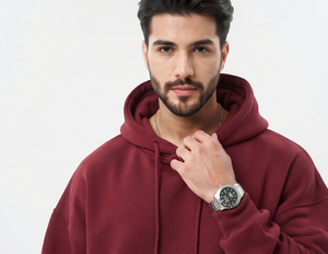Survêtement polaire décontracté pour homme 100 % coton, coupe ample, avec sweat à capuche et pantalon ample à taille mi-haute avec cordon de serrage - Product Image 6