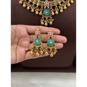 <b>Indian</b> Ethnic Imitation Gold-Plated Steel <b>Necklace</b> <b>Set</b> by Anju Chorski - Product Image 3