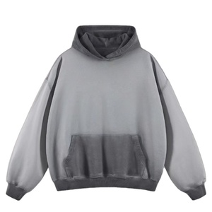 2025 unisexe personnalisé lavage à l'acide lourd polaire à capuche grande taille Streetwear Vintage Design sans ficelle Zip coton hiver - Product Image 2