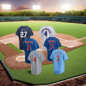 Nombre del Equipo Cosido de la Mejor Calidad en la Parte Delantera # 3 Alex Bregman # 4 Crow-Armstrong # 7 Dansby Swanson # 27 Seiya Suzuki Béisbol Americano - Product Image 4