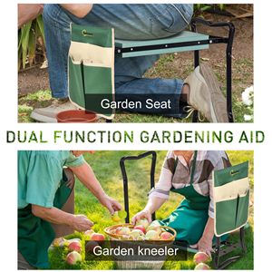 Banc de jardin pliable avec grande pochette latérale pour outils, siège genouillère facile à plier pour le transport et le rangement, en EVA et fer - Product Image 4