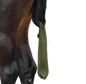Housse de queue de cheval extensible 4 directions vert olive avec nœud décoratif pour une protection optimale et une queue propre - Product Image 2