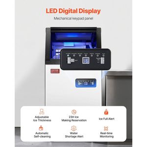 เครื่องทำน้ำแข็งแบบตั้งพื้นสำหรับครัวเชิงพาณิชย์ ผลิตน้ำแข็งได้ 100 ปอนด์/24 ชั่วโมง ผลิตน้ำแข็งได้ 36 ก้อนใน 15 นาที ความจุขนาดใหญ่ 28 ปอนด์ - Product Image 4