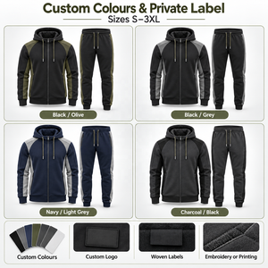 Custom Mens 360 GSM Lightweight 100% Polyester Fleece Winter Solid Eco-Friendly Tracksuit OEM Private Label Zip <b>Hoodie</b> Jogger - Product Image 4
