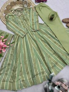 Robe en soie verte, longueur cheville, tenue décontractée traditionnelle pour femmes, coupe ample, sans plis, toutes saisons, style Inde Pakistan - Product Image 3