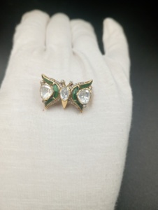 Broche de luxe vintage paon en émail vert, cristaux taillés en poire, strass, ton or, argent 925, bijoux fins unisexes pour mariage - Product Image 2