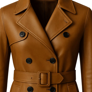 Solid Trader Premium Quality Light Weight Secure Comfortable Daily Commute Clothing Womens <b>Long</b> <b>Leather</b> <b>Jacket</b> - Product Image 6