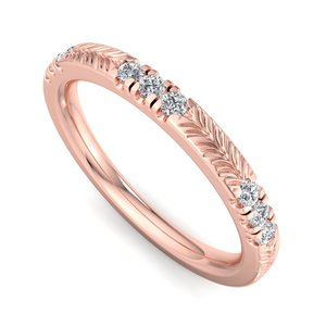 Anillo de Eternidad de Lujo Chapado en Oro Rosa con Diamantes Cultivados en Laboratorio de Corte Brillante y Patrón de Hoja de Trigo Grabado, Certificado IGI - Product Image 1