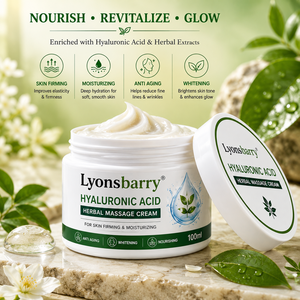 Crème de massage aux herbes à l'acide hyaluronique LyonsBarry, raffermissante, hydratante, anti-âge, nourrissante, soin du corps, pot de 100 ml - Product Image 2