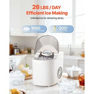 Fabbricatore di ghiaccio a 7 cubetti, pronto in 6 minuti, produzione giornaliera di 26 libbre, autopulente, portatile e con paletta per il ghiaccio inclusa. - Product Image 2