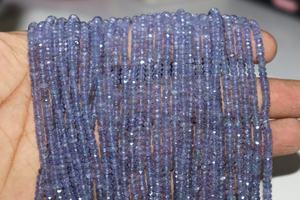 Rondelle à facettes en tanzanite naturelle, pierres précieuses bleues en vrac pour la fabrication de bijoux - Product Image 2