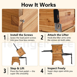 Lève-cadres Solo Beehive avec pédale, levier, poignée en caoutchouc, vis en acier inoxydable, compatible Langstroth, Dadant et autres systèmes d'apiculture nationaux britanniques - Product Image 5