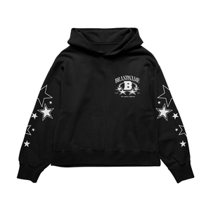 Sweat à capuche personnalisé pour homme, coupe oversize, en coton noir, motif étoiles imprimé, décontracté, idéal pour l'automne - Product Image 2