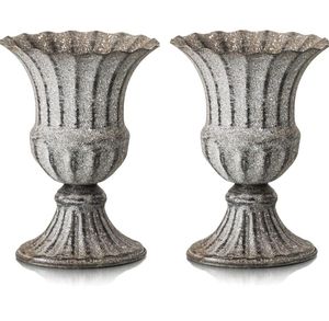 Pot de fleurs classique en métal noir pour extérieur, jardinière pour jardin, décoration de plantes vertes, urne de jardin en aluminium - Product Image 4