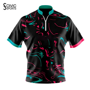Custom Unisex <b>Bowling</b> Jerseys with Collar Zipper Spandex/Cotton Breathable Durable Quick Dry Eco-Friendly Sublimation Shirts - Product Image 5