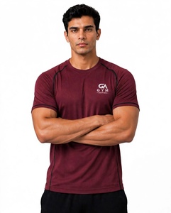 Camiseta deportiva de manga corta para hombre, de algodón, cuello redondo, transpirable, informal, ajustada, estilo musculoso. - Product Image 2