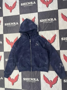 เสื้อฮู้ดซิปประดับเพชรแบบฟอกสีพรีเมียม ผ้าคอตตอนหนา 100% สไตล์สตรีทแวร์ Y2K วินเทจ - Product Image 3