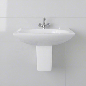 Lavabo de Cerámica Blanco Vistaar con Pedestal, Diseño Cuadrado para Exportación a Centros Comerciales y Villas - Product Image 4