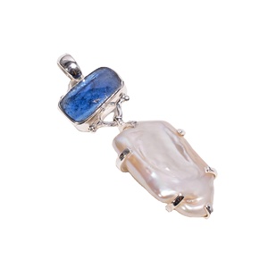 Colgante de GEMA de Perla Barroca de cianita azul para mujer, joyería de plata de ley 925, colgantes de plata fina a granel, proveedores de colgantes de plata fina - Product Image 1