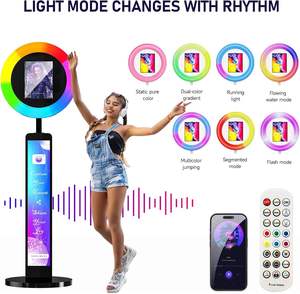Support de photomaton portable compatible avec l'application logicielle et la télécommande, éclairage annulaire RGB synchronisé avec la musique - Product Image 3