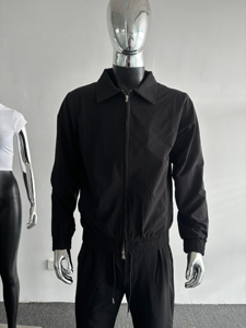 Chaqueta deportiva impermeable de poliamida con logotipo personalizado para hombre, conjunto de dos piezas con cremallera y cortavientos. - Product Image 3