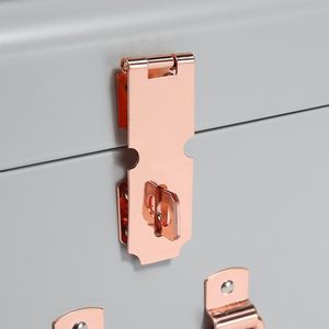Stackable Steel Storage Chests Grey and Rose Gold Trunk Set <b>Large</b> Decorative Lockable <b>Boxes</b> for Blankets Linens and Memories - Product Image 3