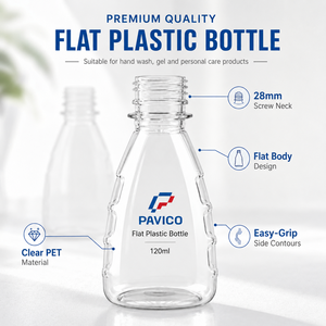 Botella de Plástico PET Transparente de Cuerpo Plano de 120 ml con Cuello de 28 mm para Gel de Lavado de Manos, Fabricante de Vietnam - Product Image 5