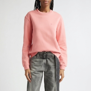 Oversized Crew Neck <b>Sweatshirt</b> Solid <b>Pink</b> Cotton Pullover Casual Streetwear Autumn Wear Unisex Regular Fit - Product Image 1