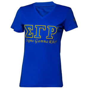 T-shirt personnalisé Sigma Gamma Rho pour femme, col en V, manches courtes, coton, décontracté, streetwear, logo personnalisé, vente en gros - Product Image 2