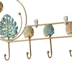 Decorative Metal <b>Wall</b> <b>Hook</b> Rack with Leaf Design <b>Wall</b> Mounted Organizer for <b>Keys</b> Coats Hats and Home Decor - Product Image 3