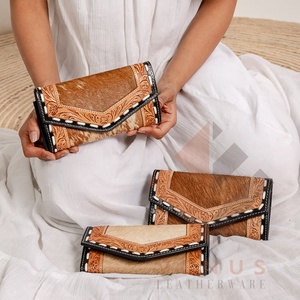 Hot Selling Women's Unique Long <b>Wallet</b> Purse New Western Stylish Brown Tooled 100% Genuine <b>Leather</b> Clutch <b>Wallets</b> Zipper Closure - Product Image 6