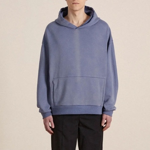 Sweat-shirt polaire à capuche oversize pour homme, couleur unie, décontracté, pull d'automne, coupe ample, manches longues, avec poches, tricoté - Product Image 4