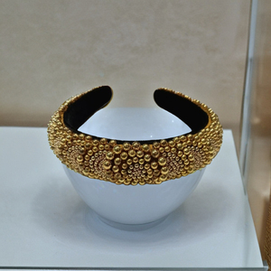 Premium Handmade Craftsmanship Gold Beaded <b>Headband</b> Comfortable Fit <b>Padded</b> Statement Hairband for Women and Girls Pearl <b>Headband</b> - Product Image 3