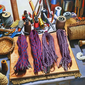 Cordones de Repuesto Redondos de Fábrica, Cordones Tubulares Reciclados Impresos con Extremos Coloridos, Cordón de Poliéster Plateado - Product Image 1