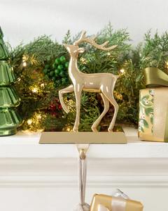 Soporte para Calcetines Navideños con Forma de Reno Dorado, Gancho Metálico para Colgar Calcetines en la Chimenea, Decoración Navideña para el Hogar - Product Image 2