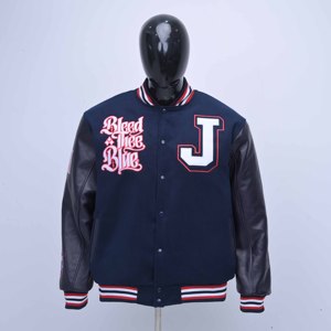 Chaqueta Varsity Negra de Alta Calidad con Logotipo Personalizado, Fabricada a Medida, de Grosor Delgado, con Patrón de Bordado de Letras para la Temporada de Invierno - Product Image 1